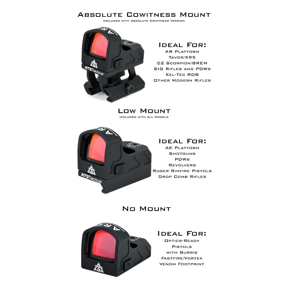 AT3 ARO™ 3 MOA Red Dot – Doctor/Venom/Fastfire Footprint