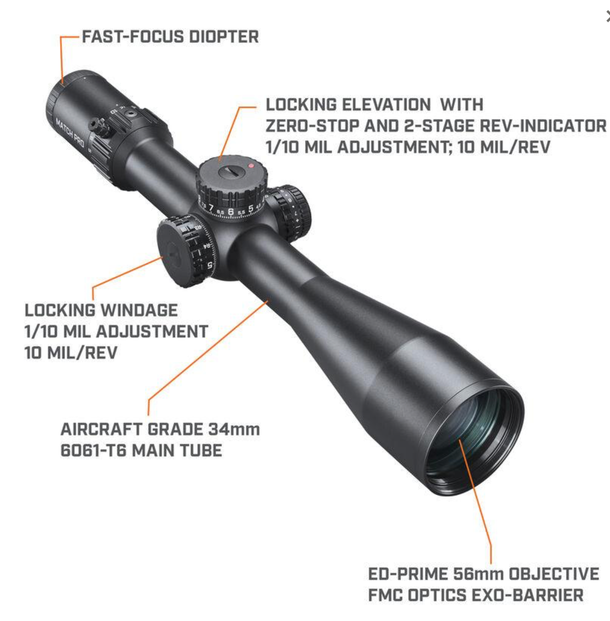 Bushnell Match Pro ED 5-30x56mm FFP Illuminated DM2 MRAD Rifle Scope