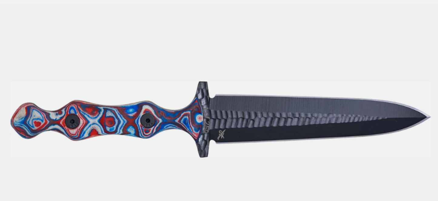 Stroup Knives USA 250th Anniversary Dagger – 1095 Carbon Steel / Red, White & Blue G-10 Handle